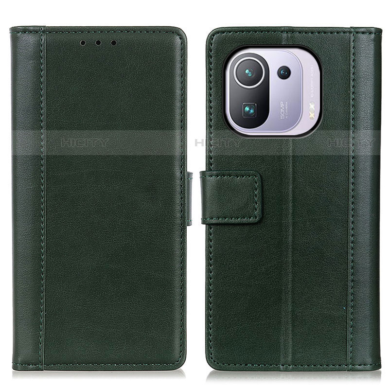 Coque Portefeuille Livre Cuir Etui Clapet N02P pour Xiaomi Mi 11 Pro 5G Vert Plus