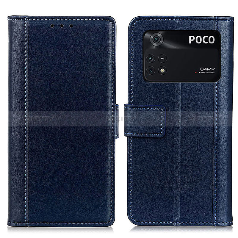 Coque Portefeuille Livre Cuir Etui Clapet N02P pour Xiaomi Poco M4 Pro 4G Bleu Plus