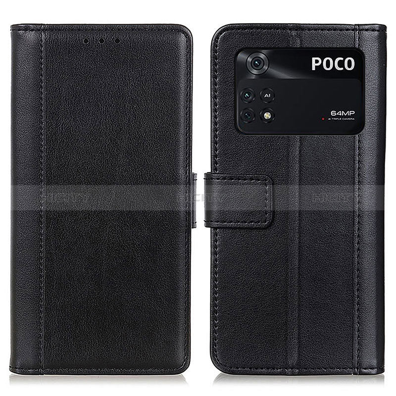 Coque Portefeuille Livre Cuir Etui Clapet N02P pour Xiaomi Poco M4 Pro 4G Noir Plus