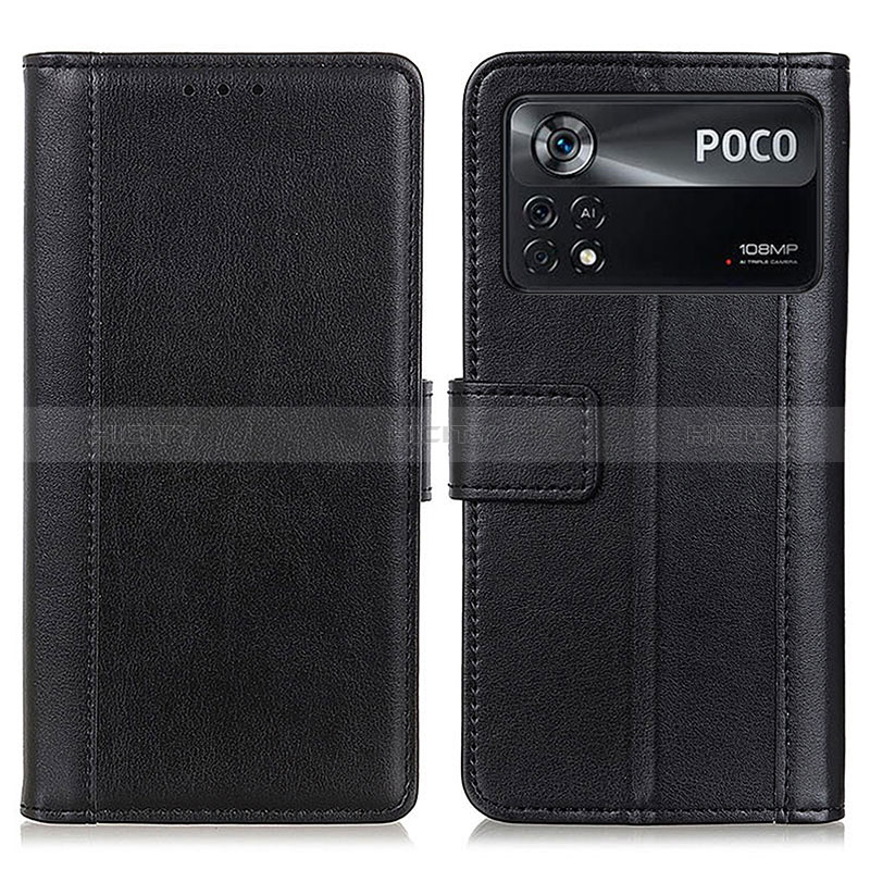 Coque Portefeuille Livre Cuir Etui Clapet N02P pour Xiaomi Poco X4 Pro 5G Noir Plus