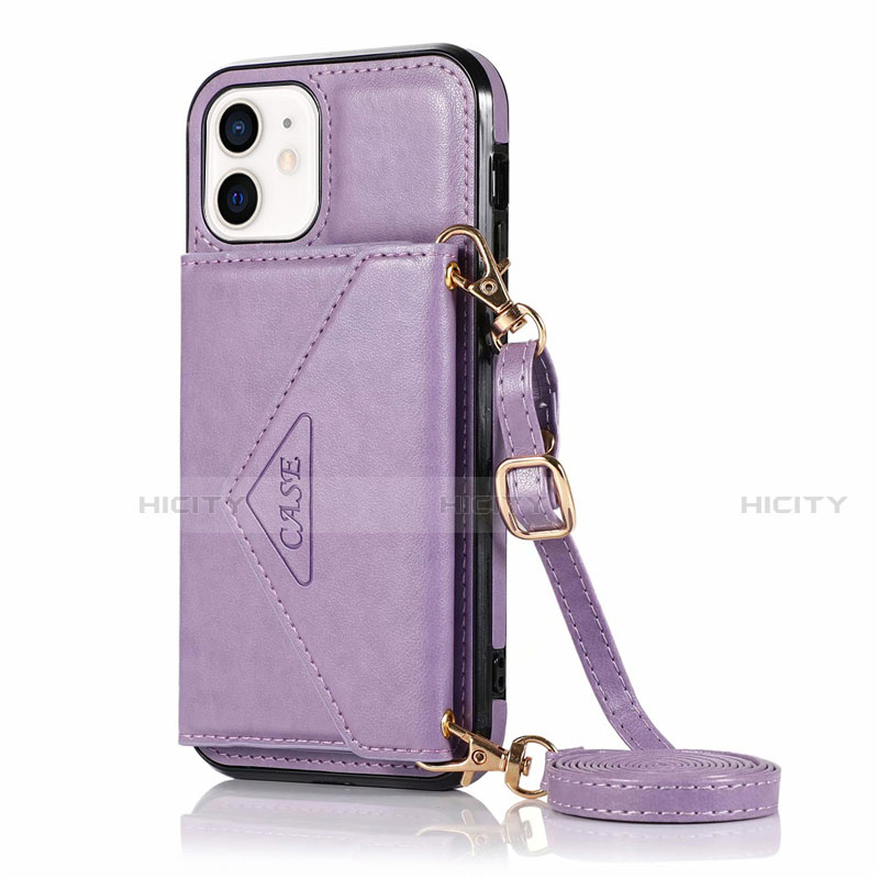 Coque Portefeuille Livre Cuir Etui Clapet N03 pour Apple iPhone 12 Violet Clair Plus