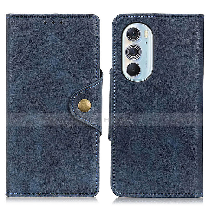 Coque Portefeuille Livre Cuir Etui Clapet N03P pour Motorola Moto Edge 30 Pro 5G Bleu Plus