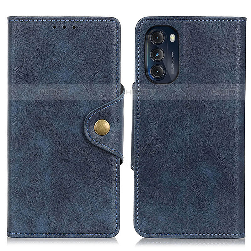 Coque Portefeuille Livre Cuir Etui Clapet N03P pour Motorola Moto G 5G (2022) Bleu Plus