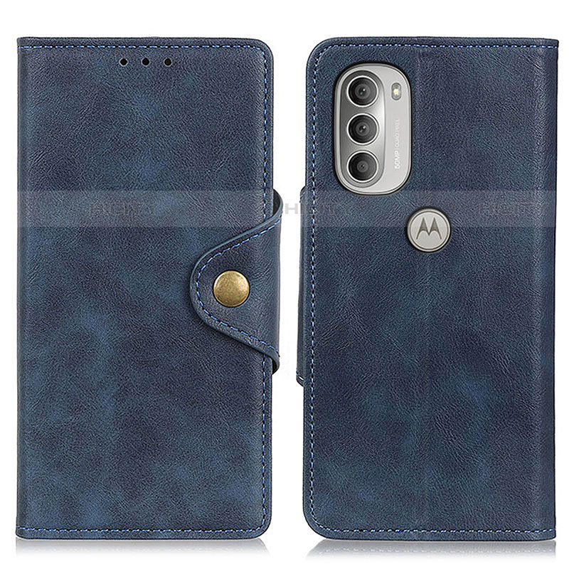 Coque Portefeuille Livre Cuir Etui Clapet N03P pour Motorola Moto G51 5G Bleu Plus