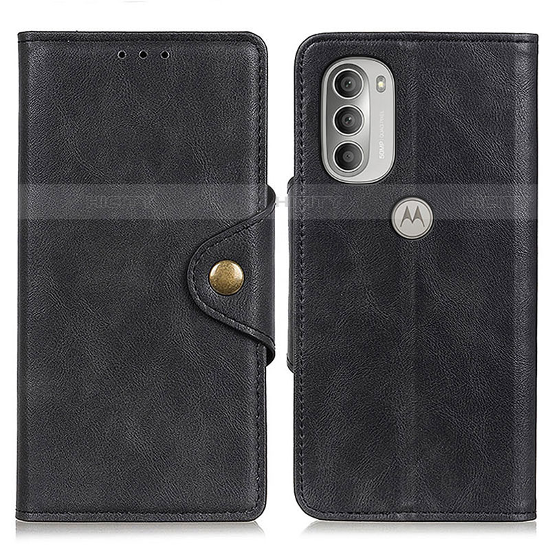 Coque Portefeuille Livre Cuir Etui Clapet N03P pour Motorola Moto G51 5G Noir Plus