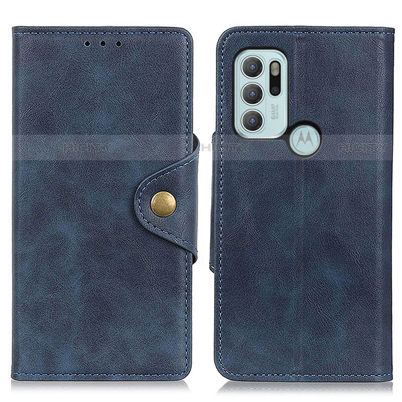 Coque Portefeuille Livre Cuir Etui Clapet N03P pour Motorola Moto G60s Bleu Plus