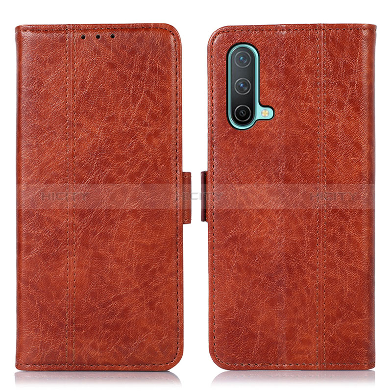 Coque Portefeuille Livre Cuir Etui Clapet N03P pour OnePlus Nord CE 5G Marron Plus