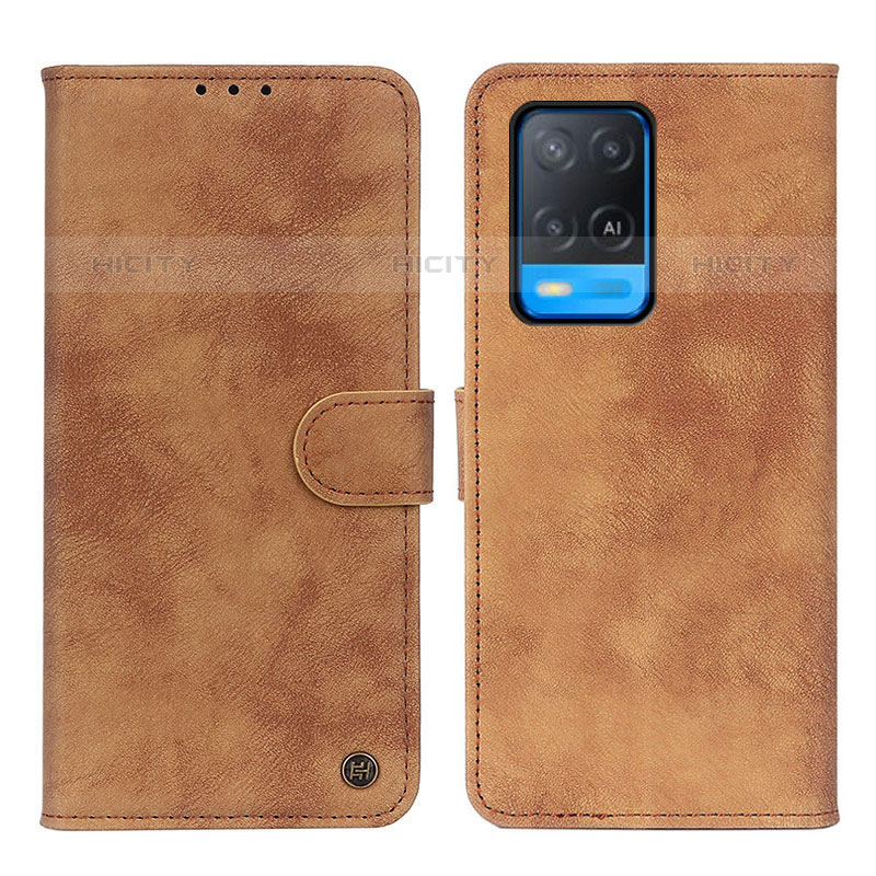 Coque Portefeuille Livre Cuir Etui Clapet N03P pour Oppo A54 4G Marron Plus