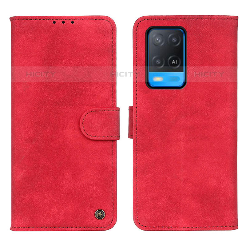 Coque Portefeuille Livre Cuir Etui Clapet N03P pour Oppo A54 4G Rouge Plus