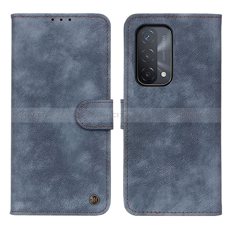 Coque Portefeuille Livre Cuir Etui Clapet N03P pour Oppo A74 5G Bleu Plus