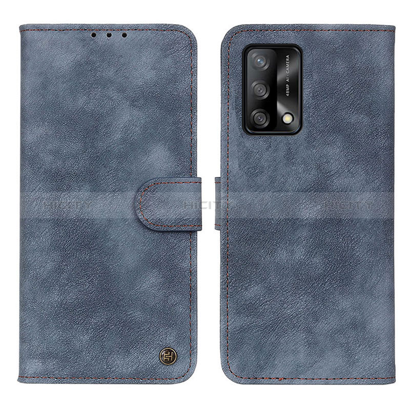 Coque Portefeuille Livre Cuir Etui Clapet N03P pour Oppo A95 4G Bleu Plus