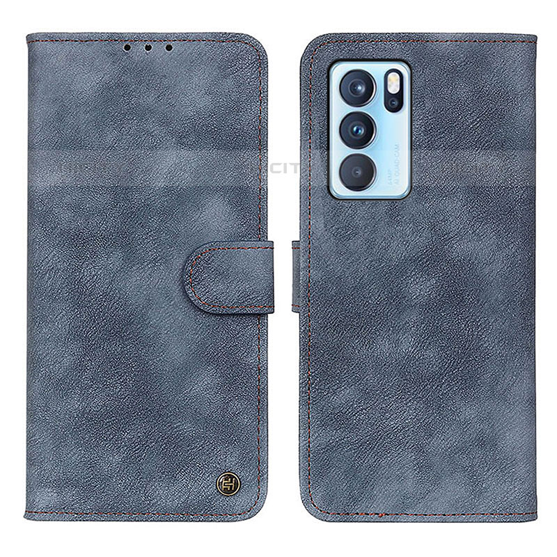 Coque Portefeuille Livre Cuir Etui Clapet N03P pour Oppo Reno6 Pro 5G India Bleu Plus