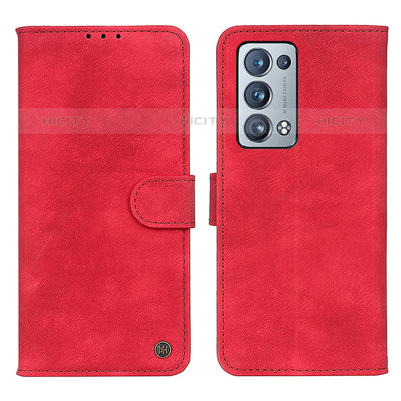 Coque Portefeuille Livre Cuir Etui Clapet N03P pour Oppo Reno6 Pro+ Plus 5G Rouge Plus