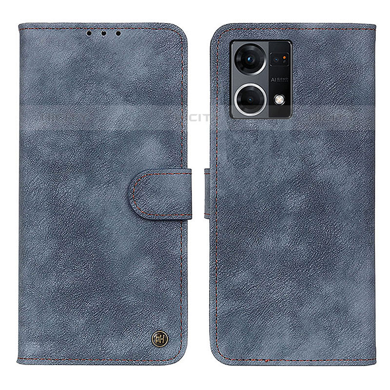 Coque Portefeuille Livre Cuir Etui Clapet N03P pour Oppo Reno7 4G Bleu Plus