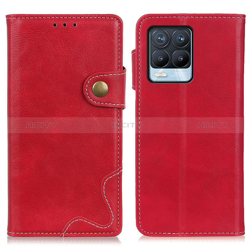 Coque Portefeuille Livre Cuir Etui Clapet N03P pour Realme 8 4G Rouge Plus