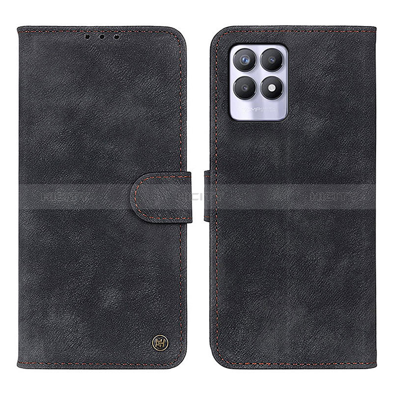 Coque Portefeuille Livre Cuir Etui Clapet N03P pour Realme 8i Noir Plus