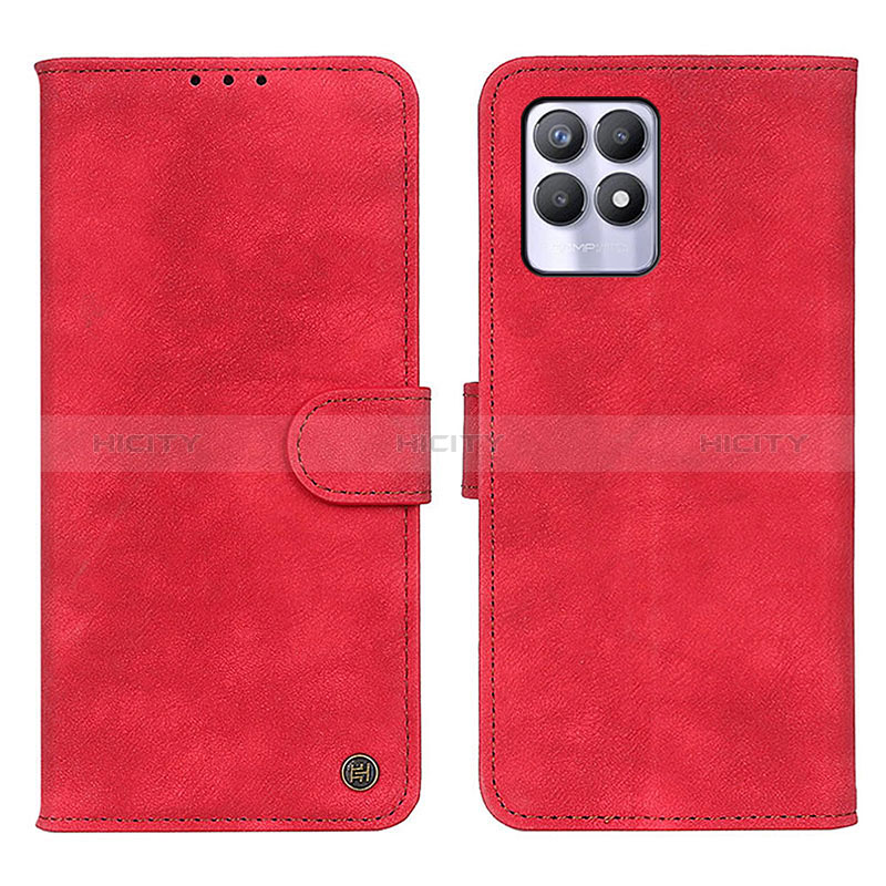 Coque Portefeuille Livre Cuir Etui Clapet N03P pour Realme 8i Rouge Plus