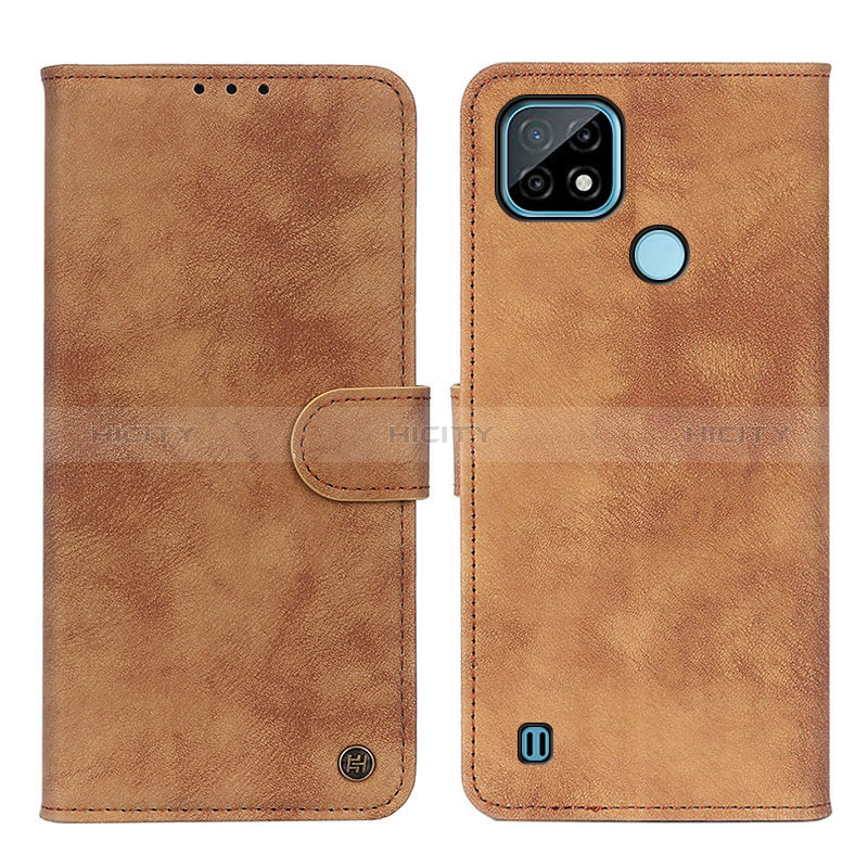 Coque Portefeuille Livre Cuir Etui Clapet N03P pour Realme C21 Marron Plus