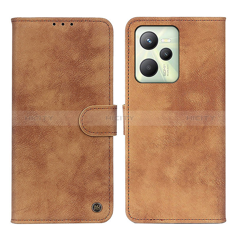 Coque Portefeuille Livre Cuir Etui Clapet N03P pour Realme C35 Marron Plus