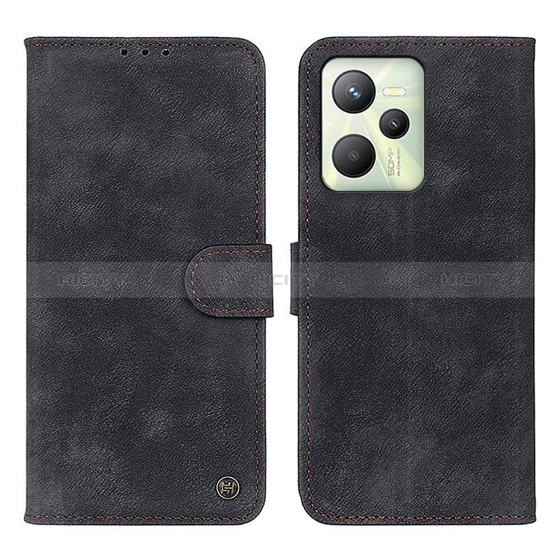 Coque Portefeuille Livre Cuir Etui Clapet N03P pour Realme C35 Noir Plus