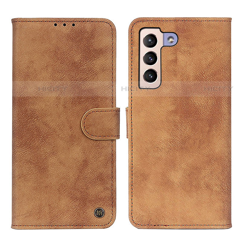 Coque Portefeuille Livre Cuir Etui Clapet N03P pour Samsung Galaxy S21 5G Marron Plus