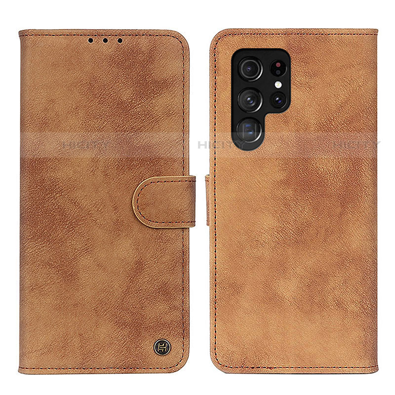 Coque Portefeuille Livre Cuir Etui Clapet N03P pour Samsung Galaxy S21 Ultra 5G Marron Plus