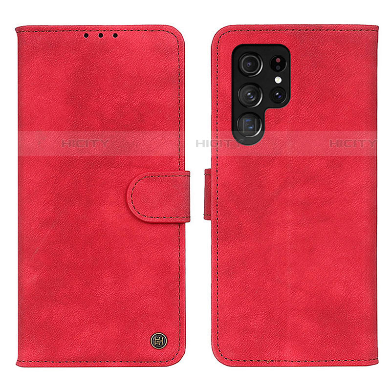 Coque Portefeuille Livre Cuir Etui Clapet N03P pour Samsung Galaxy S21 Ultra 5G Rouge Plus