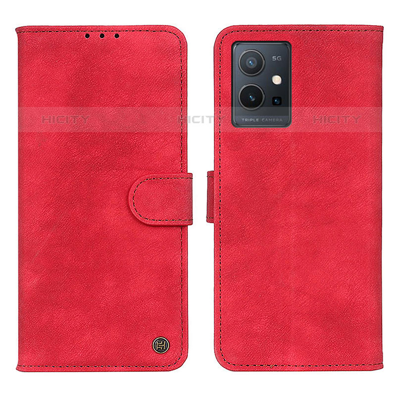 Coque Portefeuille Livre Cuir Etui Clapet N03P pour Vivo T1 5G India Rouge Plus