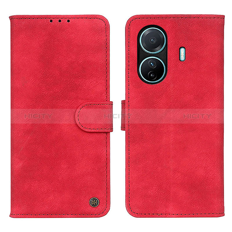 Coque Portefeuille Livre Cuir Etui Clapet N03P pour Vivo T1 5G Rouge Plus