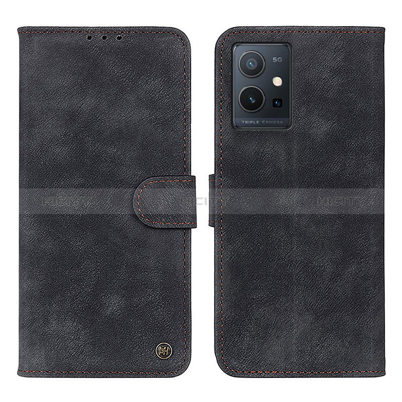 Coque Portefeuille Livre Cuir Etui Clapet N03P pour Vivo Y55s 5G Noir Plus