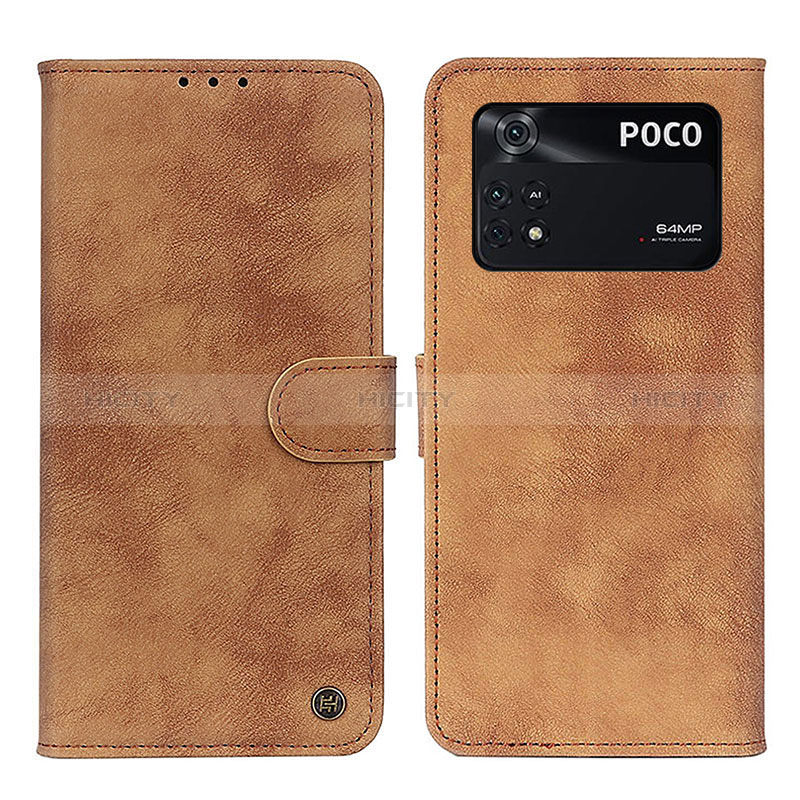 Coque Portefeuille Livre Cuir Etui Clapet N03P pour Xiaomi Poco M4 Pro 4G Marron Plus