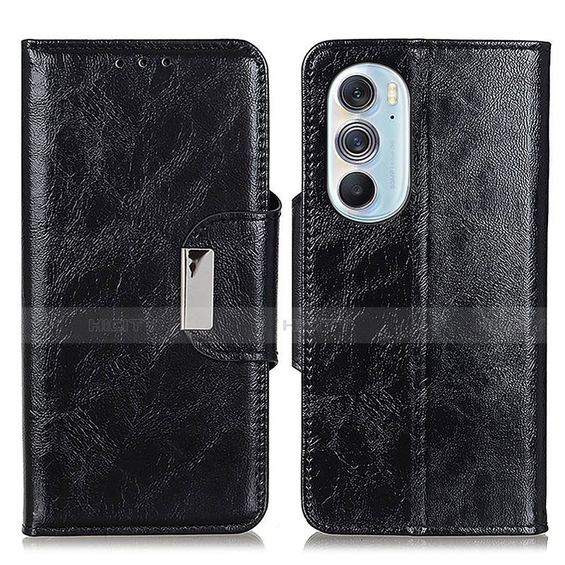 Coque Portefeuille Livre Cuir Etui Clapet N04P pour Motorola Moto Edge 30 Pro 5G Noir Plus