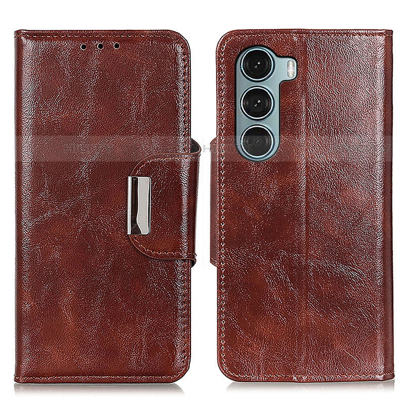 Coque Portefeuille Livre Cuir Etui Clapet N04P pour Motorola Moto G200 5G Marron Plus