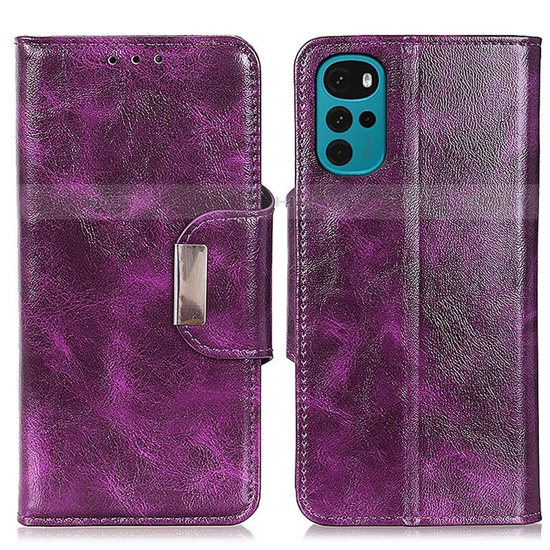 Coque Portefeuille Livre Cuir Etui Clapet N04P pour Motorola Moto G22 Violet Plus