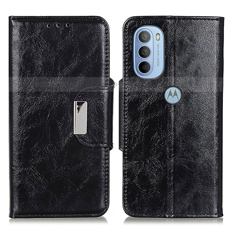 Coque Portefeuille Livre Cuir Etui Clapet N04P pour Motorola Moto G31 Noir Plus