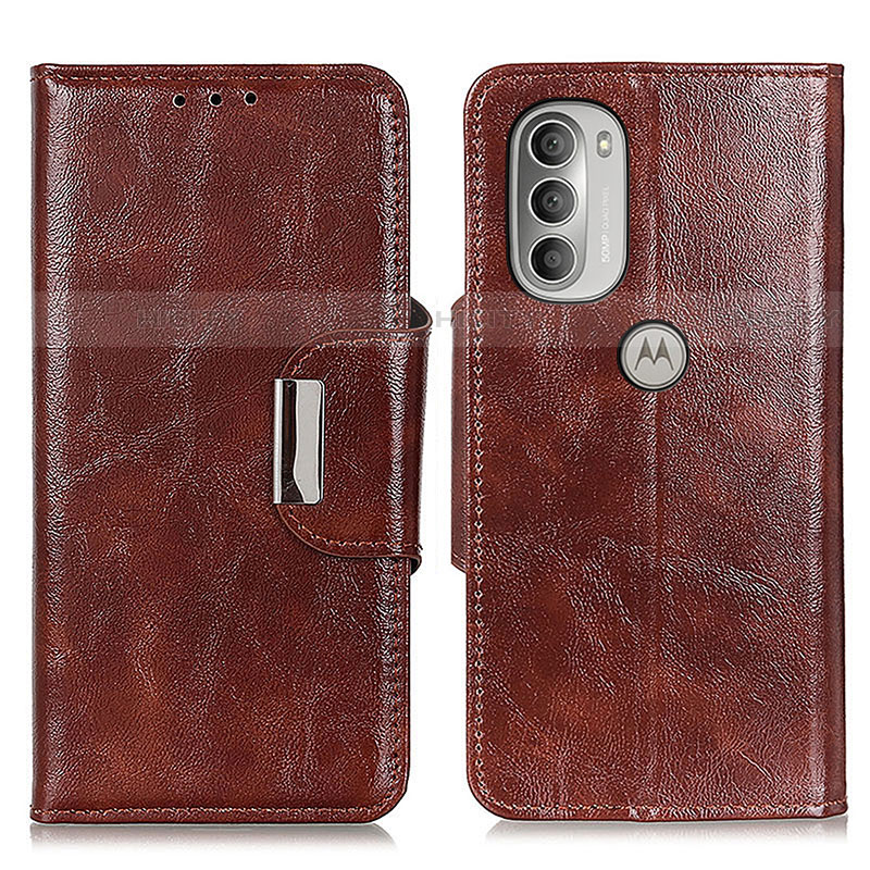 Coque Portefeuille Livre Cuir Etui Clapet N04P pour Motorola Moto G51 5G Marron Plus