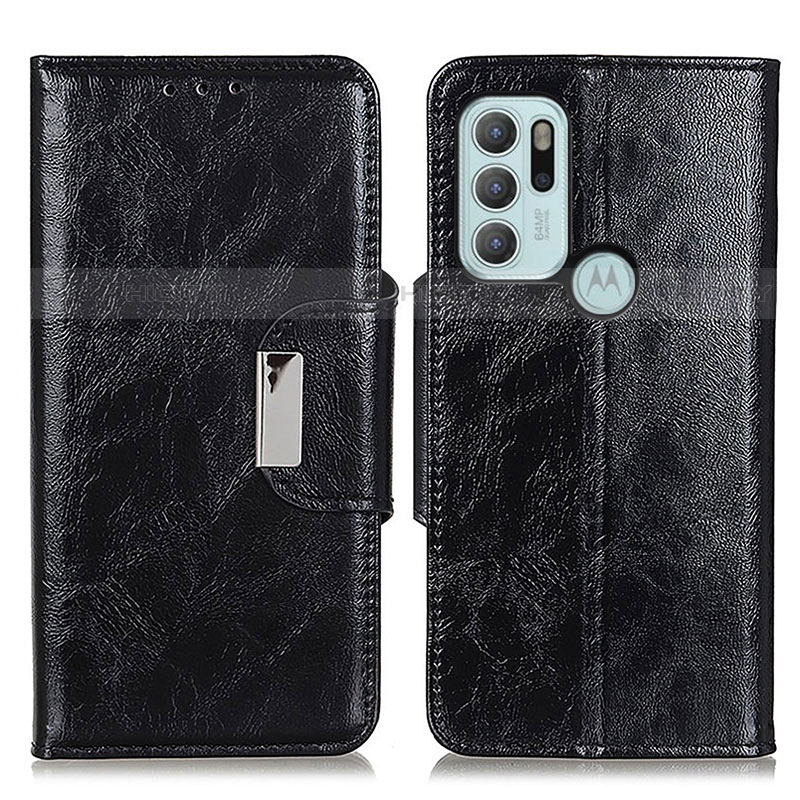 Coque Portefeuille Livre Cuir Etui Clapet N04P pour Motorola Moto G60s Noir Plus