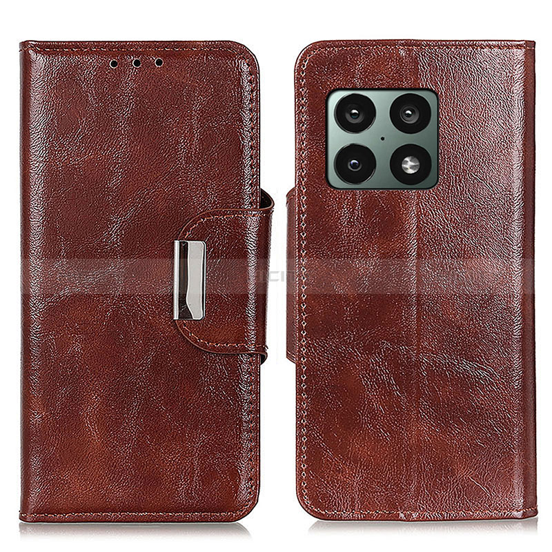 Coque Portefeuille Livre Cuir Etui Clapet N04P pour OnePlus 10 Pro 5G Marron Plus