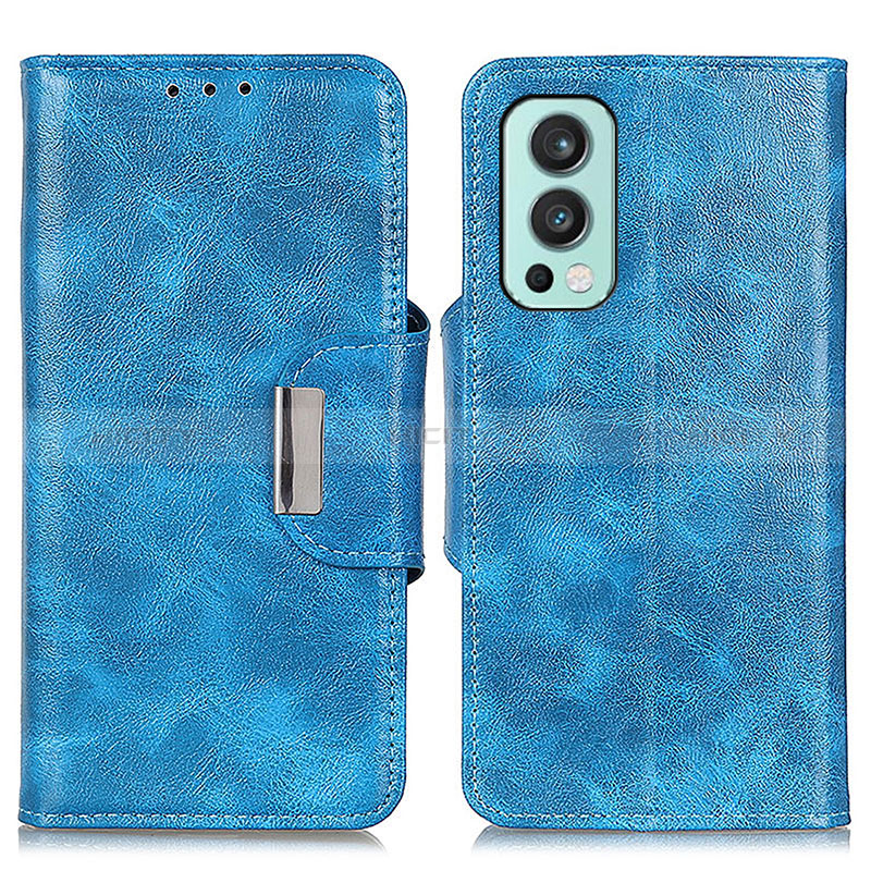 Coque Portefeuille Livre Cuir Etui Clapet N04P pour OnePlus Nord 2 5G Bleu Ciel Plus