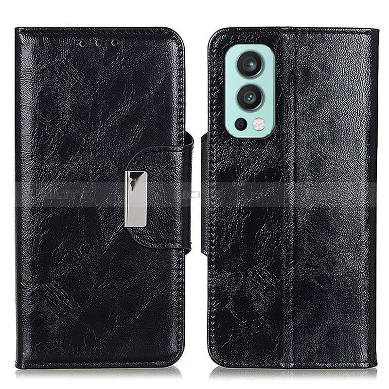 Coque Portefeuille Livre Cuir Etui Clapet N04P pour OnePlus Nord 2 5G Noir Plus