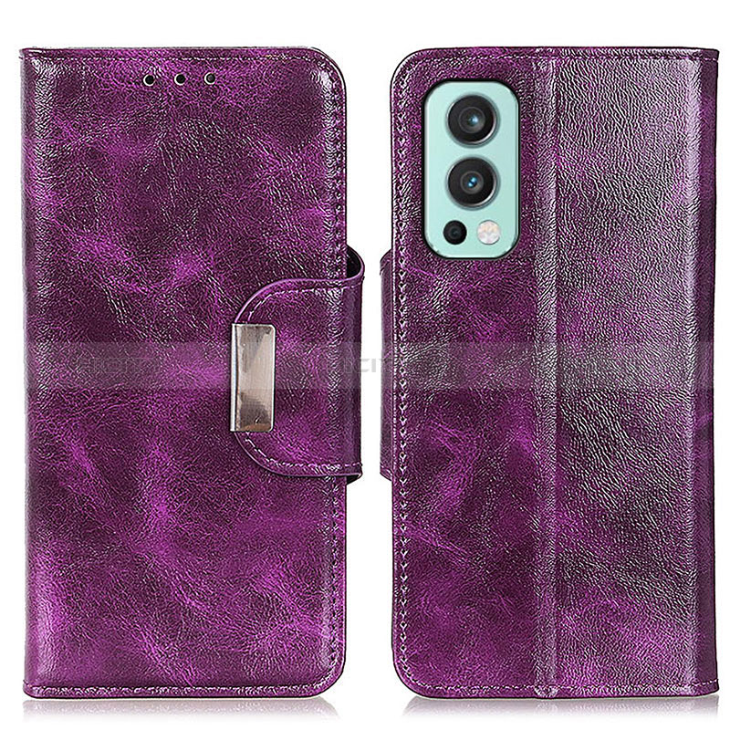 Coque Portefeuille Livre Cuir Etui Clapet N04P pour OnePlus Nord 2 5G Violet Plus