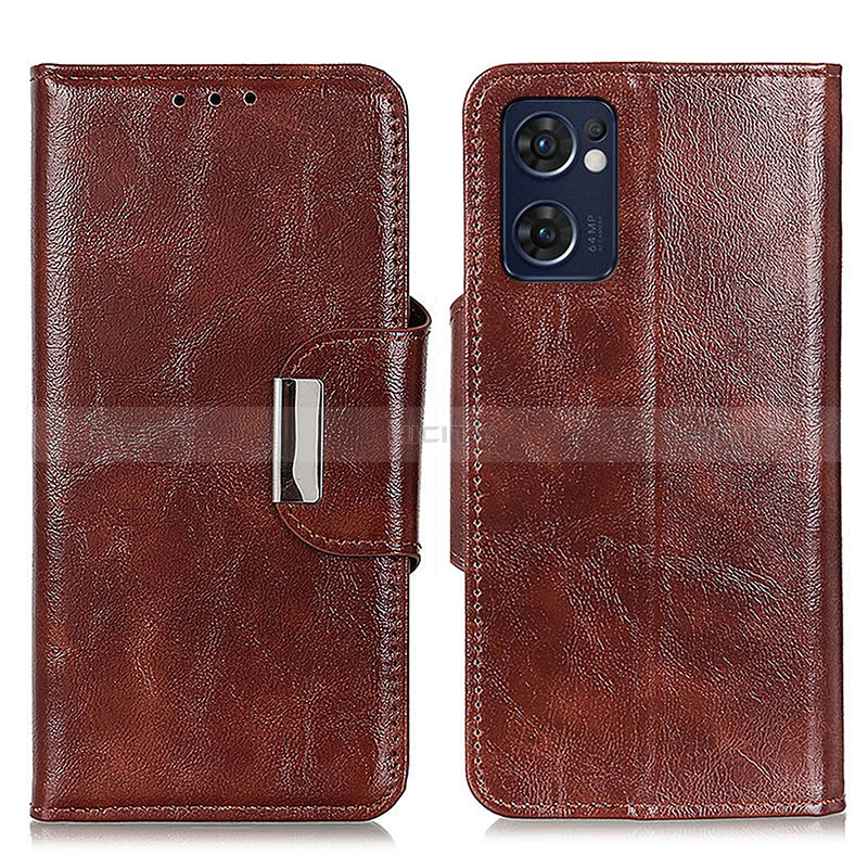 Coque Portefeuille Livre Cuir Etui Clapet N04P pour OnePlus Nord CE 2 5G Marron Plus