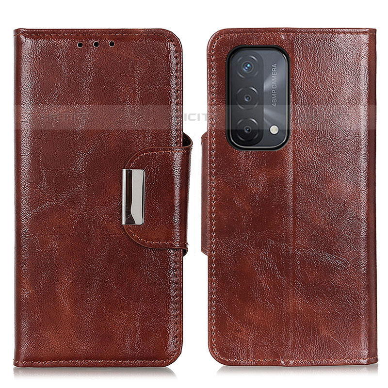 Coque Portefeuille Livre Cuir Etui Clapet N04P pour OnePlus Nord N200 5G Marron Plus