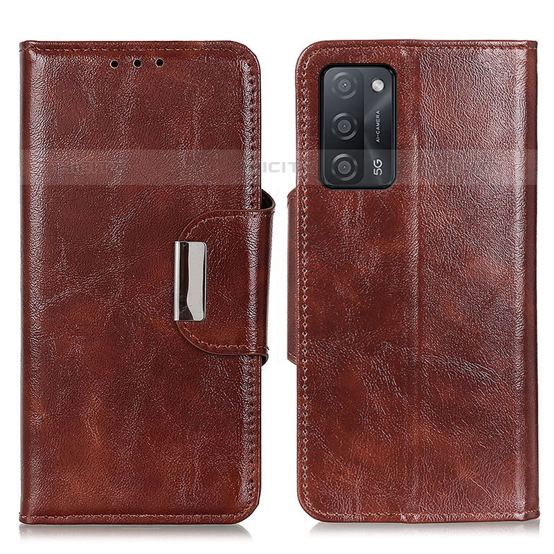 Coque Portefeuille Livre Cuir Etui Clapet N04P pour Oppo A53s 5G Marron Plus