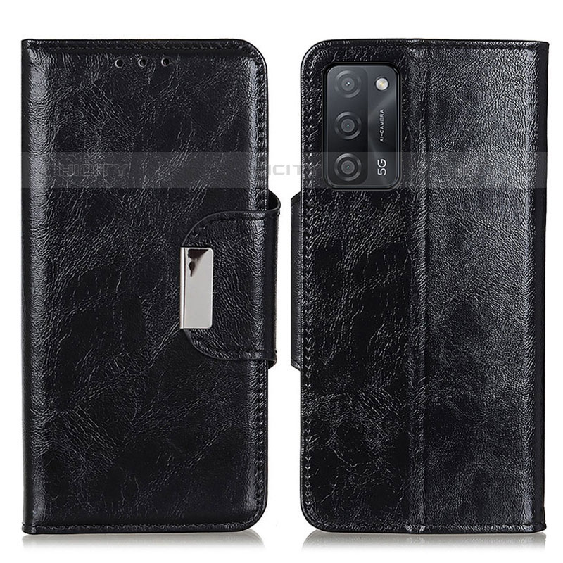 Coque Portefeuille Livre Cuir Etui Clapet N04P pour Oppo A53s 5G Noir Plus