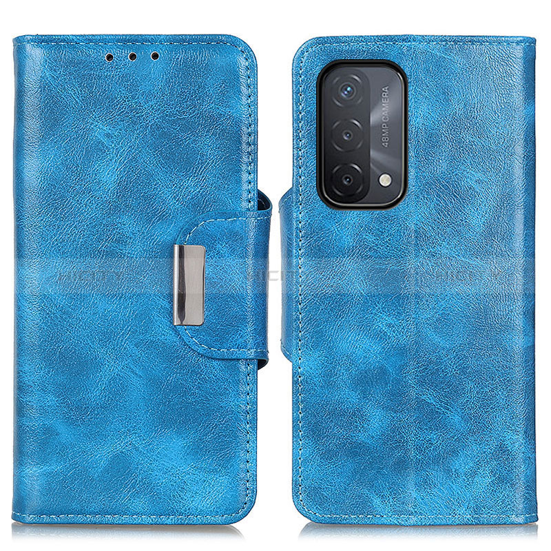 Coque Portefeuille Livre Cuir Etui Clapet N04P pour Oppo A54 5G Bleu Ciel Plus