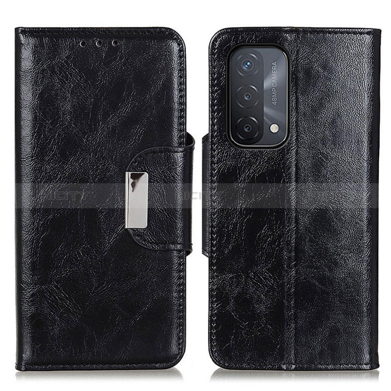 Coque Portefeuille Livre Cuir Etui Clapet N04P pour Oppo A74 5G Noir Plus