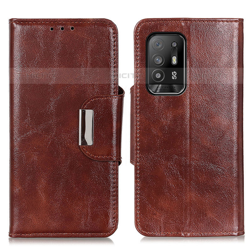 Coque Portefeuille Livre Cuir Etui Clapet N04P pour Oppo A95 5G Marron Plus