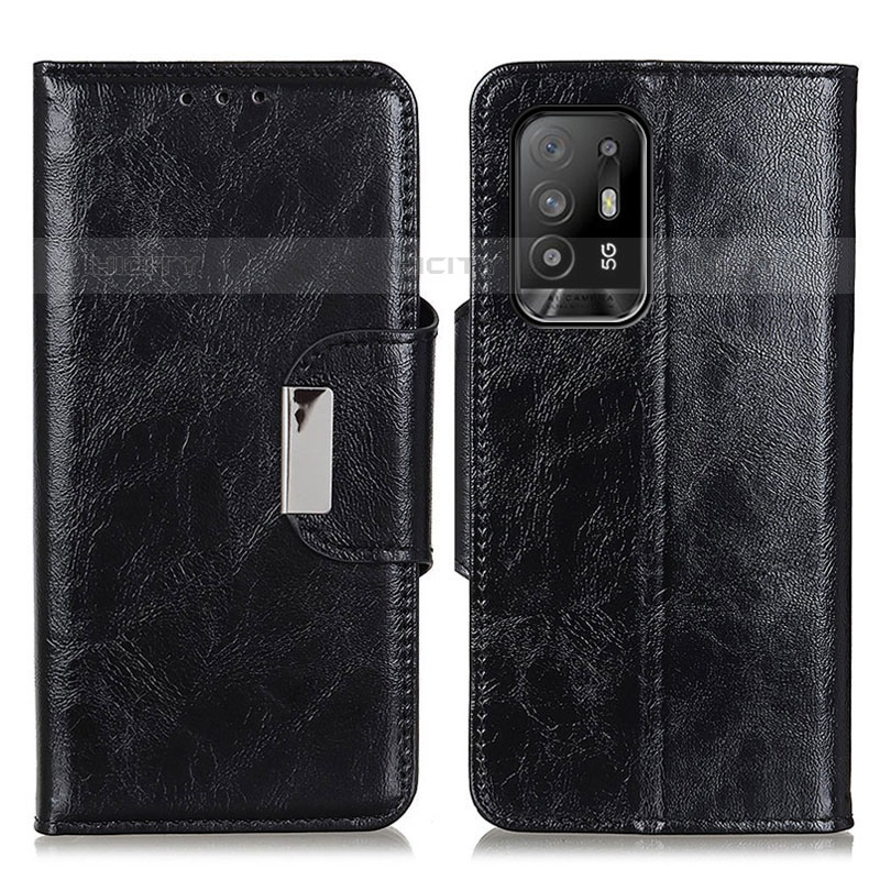 Coque Portefeuille Livre Cuir Etui Clapet N04P pour Oppo A95 5G Noir Plus