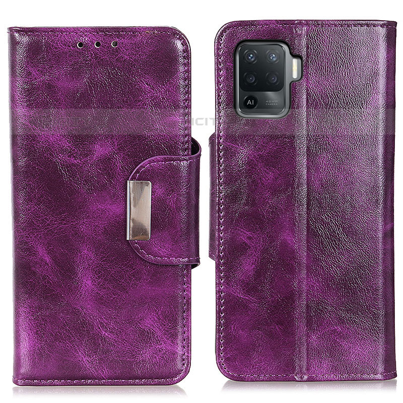 Coque Portefeuille Livre Cuir Etui Clapet N04P pour Oppo F19 Pro Violet Plus